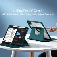 เคสอะคริลิคใส หมุนได้ 360 องศา พร้อมช่องใส่ปากกา สําหรับ iPad 7th 8th 9th Pro 11 นิ้ว Smart Cover 2022-2018 Pro11 Air5