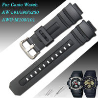 Resin Watch Band for Casio AW-591 AW590 AW5230 AWG-M100101 AW582B Wristband Silicone Bracelet Mens Watches Strap Replacement