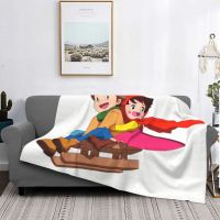 Heidi And Peter On Sleigh Blanket 3D Print Soft Flannel Fleece Warm Cartoon Alps Throw Blankets for Home Bedding Couch Quilt