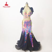 hot【DT】 Belly Performance Costume Competition Personality Big Hem Skirt Wear Outfit