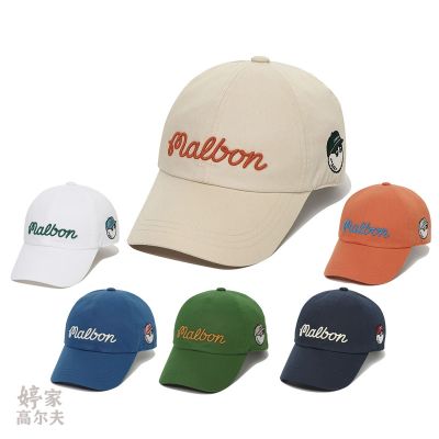 Malbon เกาหลีใต้หมวกกอล์ฟชายและหญิงสไตล์เดียวกัน2023หมวกบังแดดหมวกกอล์ฟฤดูร้อนใหม่พอดีตัวหมวกเบสบอล