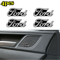 4PCS High-End อลูมิเนียมรถสติกเกอร์ลำโพงสำหรับ Ford Focus Mondeo Kuga Ranger Mustang Everest Ecosport GT Explorer Auto Audio Badge Decal เครื่องเล่นเพลงสัญลักษณ์อุปกรณ์เสริม