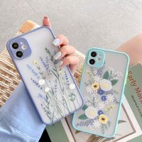 เคสโทรศัพท์โปร่งใสสีด้านลายดอกไม้แฟชั่นสำหรับ13 11 12 Pro X XR XS Max SE 2020 6 6S 7 8 Plus ปลอกซิลิโคนกันกระแทก