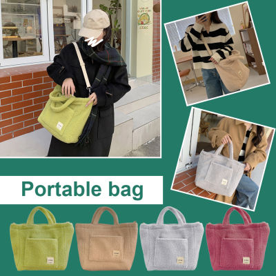 【Fast Delivery】Women Shoulder Crossbody Bag Soft Plush Messenger Handbag Large Capacity Fleece Shoulder Bag Lamb Down Travel Street Ladies Hand Bag