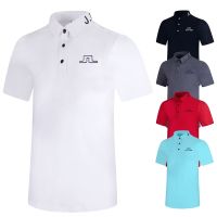 J.LINDERBERGNew golf clothing mens top quick dry breathable POLO stand-up collar shirt spring and summer short sleeve T-shirt menT2340Spring