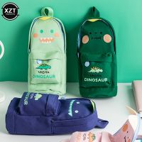 【CW】 Kawaii Lucky Cat and Dinosaur Pen Pencil Bag Cartoon Schoolbag Shape Storage Organizer Pouch for Pens Stationery School Pen Case