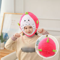 Cute Cartoon Pitaya Plush Toy Headgear Hat Funny Dragon Fruit Headcover Cap Birthday Party Cosplay Headwear Beanies Photo Props