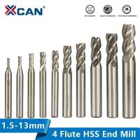 XCAN HSS เครื่องตัดมิลลิ่ง4เอ็นด์มิลล์1.5-13มม. สำหรับเครื่อง CNC อุปกรณ์เจาะบิตโลหะตัดอลูมิเนียมมิลลิ่งบิต