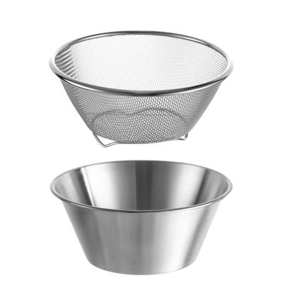 【CC】❡♧☈  700ml Metal Pot Rice Washing Bowl Layer Design Multifunctional Colander Drain Basket