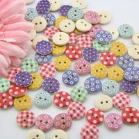 100 PCS 15mm Mixed Round Colorful Painting Wooden Buttons In Bulk For Clothing Sewing Crafting DIY Baby Clothing Accessories Haberdashery