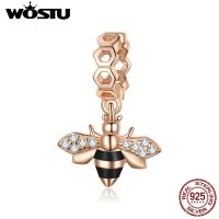 WOSTU Genuine 925 Sterling Silver Little Bee Charm for Original Luxury Bracelet make Brand Female silver Jewelry ZBBSC370