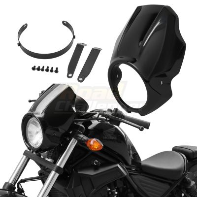 ♙✚☍ Motorcycle Front Cowl Black Headlight Fairing For Honda Rebel 2020-2021 CMX 300 500