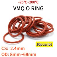 โอริงซิลิโคน Vmq สีแดง10ชิ้น Cs 4Mm Od 8 ~ 68มม. ยางเครื่องล้างกันน้ำหุ้มฉนวนปะเก็นซีลรูปตัวโอ