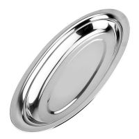 1pc Stainless Steel Dinner Plate Restaurant Serving Plate Oval Steaming Fish Plate Snack Dessert Dish Kitchen Service Tray