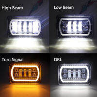 สแควร์ไฟหน้ารถบรรทุก 4x6 LED ไฟหน้าสแควร์สูง/ต่ำ Beam White Halo สำหรับ Ford Mustang