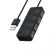 4-Port USB 2.0 Data Hub with Individual LED lit Power Switches Usb 2.0 Hub Use Power Adapter Usb2.0 Hub With Switch For PC