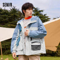 Semir แจ็คเก็ตชายเครื่องมือเทรนด์2021ฤดูใบไม้ร่วงใหม่บล็อกสีแจ็คเก็ตมีฮู้ดชายกลางแจ้งกีฬาเสื้อโค้ทแฟชัน