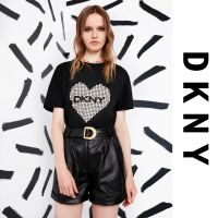 Dkny/ Tankonar เสื้อยืดลําลองสําหรับสตรีผ้าฝ้ายแขนสั้นพิมพ์ลาย Love Logo ทรงหลวม