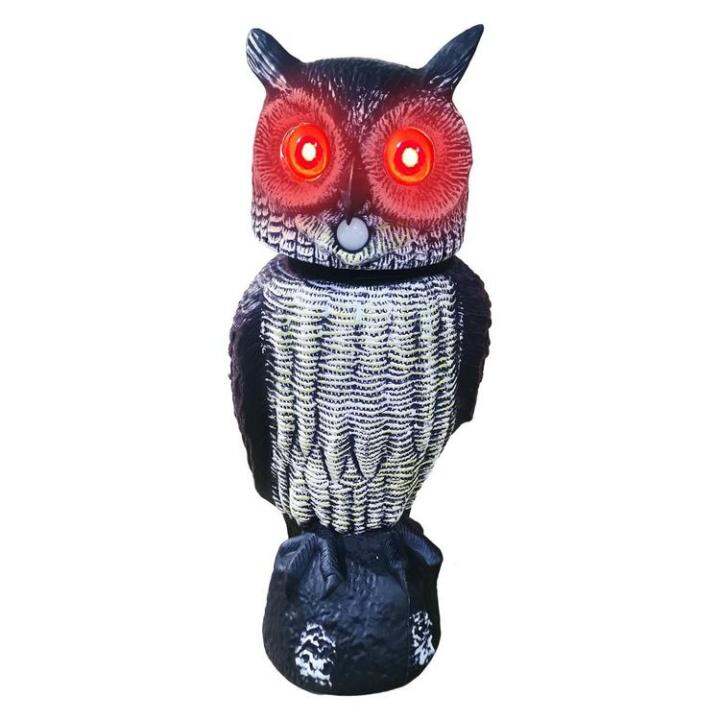 Scarecrow For Garden Decoy Owl Birds Away Decor 180 Rotating Owl Red