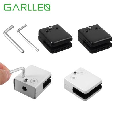 GARLLEN 8Pcs Square Glass Clamp 304 Stainless Steel White/Black Glass Clamp Bracket Clip Holders For 8-10mm Balustrade Staircase Clamps