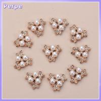 PERPE 10PCS งานฝีมือ DIY รูปดอกไม้ เครื่องประดับหมวก กิ๊บติดผมไข่มุก ปุ่ม Rhinestone เครื่องประดับศีรษะ กระดุมมุก