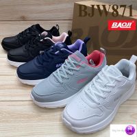 Baoji BJW 871 รองเท้าผ้าใบ แบบหนัง (37-41) สีดำ/ดำขาว/ขาว/เทา/กรม