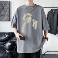 American short-sleeved t-shirts male new summer 2023 men and women lovers popular logo big yards curlicue T-shirt collar seal --ntx230801○