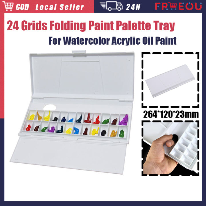 24-Grid Foldable Painting Palette Tray Artist Watercolor Oil