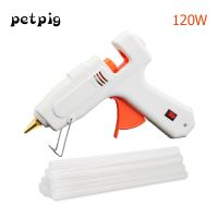 Petpig ปืนกาวร้อนละลายพลังงานสูง100-120W 110-220V DIY เครื่องมือไฟฟ้าโครงการงานฝีมือปืนกาวร้อนจับคู่11Mmx2กาวแท่ง0มม.