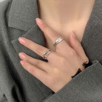 INGER แหวนผูกปมโลหะผสมเครื่องประดับแฟชั่นแบบย้อนยุคมีแหวนปรับขนาดได้สไตล์เกาหลีสำหรับผู้หญิง