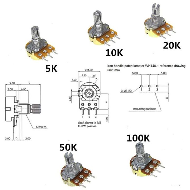 5pcs-wh148-b1k-b2k-b5k-b10k-b20k-b50k-b100k-b500k-3pin-15mm-shaft-amplifier-dual-stereo-potentiometer-1k-2k-5k-10k-50k-100k-500k