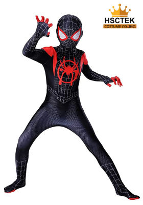 DECORSEASON COSTUME INC ชุดสไปเดอร์แมน Miles Morales Into The Spider-Verse Spider Man ชุดซุปเปอร์ฮีโร่ ชุดแฟนซีเด็ก