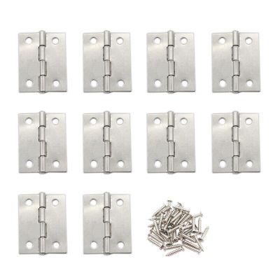 10PCS Small Hinges Cabinet Gate Closet Door Hinge  Home Furniture Hardware Stainless Steel Folding Butt Hinge with Screws 1.5