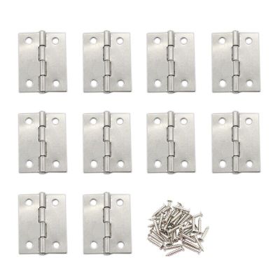 10PCS Small Hinges Cabinet Gate Closet Door Hinge  Home Furniture Hardware Stainless Steel Folding Butt Hinge with Screws 1.5" Door Hardware Locks