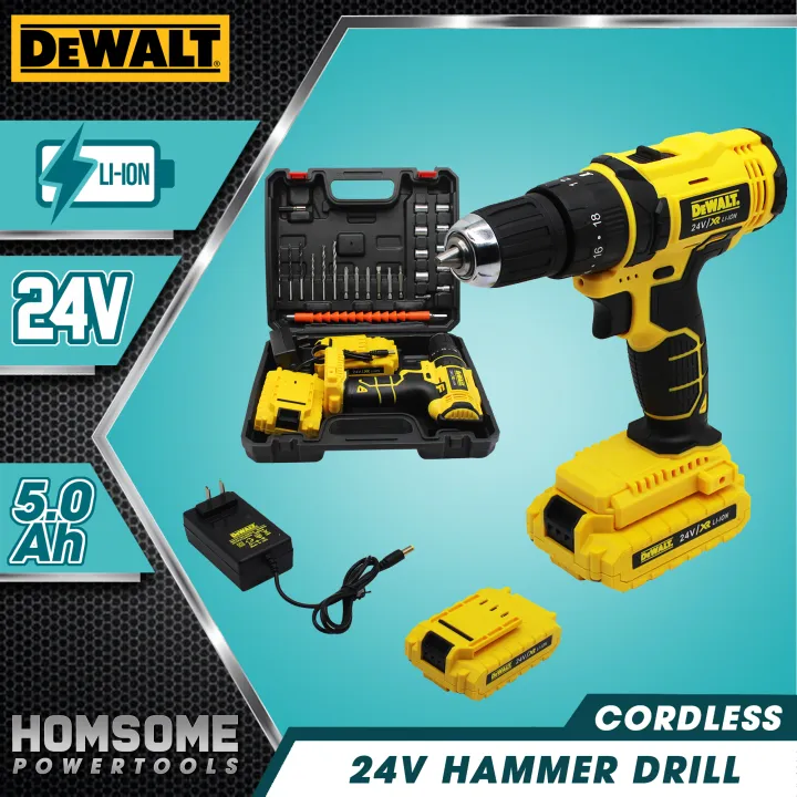 DeWALT XR 24V LiIon Cordless Hammer Drill (Set B) Lazada PH