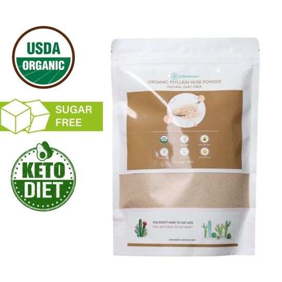 200g bột vỏ hạt mã đề hữu cơ keto cải thiện táo bón jc bluemoon - ảnh sản phẩm 1