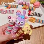 Camiraft 2Pcs Spiral Rainbow Hair Ties Cartoon Cute Rope Ponytails