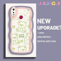 Jjlingji เคสสำหรับ Realme 3 Pro 3i Realme การ์ตูนหมีน่ารักดีไซน์ใหม่โคโลเรียขอบคลื่นนุ่มเคสมือถือกันกระแทกแบบใสที่สร้างสรรค์เคสโปร่งใสลายกล้องถ่ายรูปซิลิก้าเจลฝาครอบป้องกัน