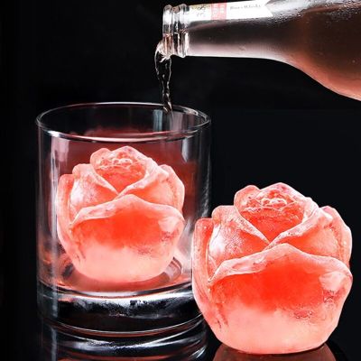 3D Rose Mousse Bar Ice Block Ice Grid Decoration Silicone Mold DIY Handmade Soap Ice Maker Ice Cream Moulds