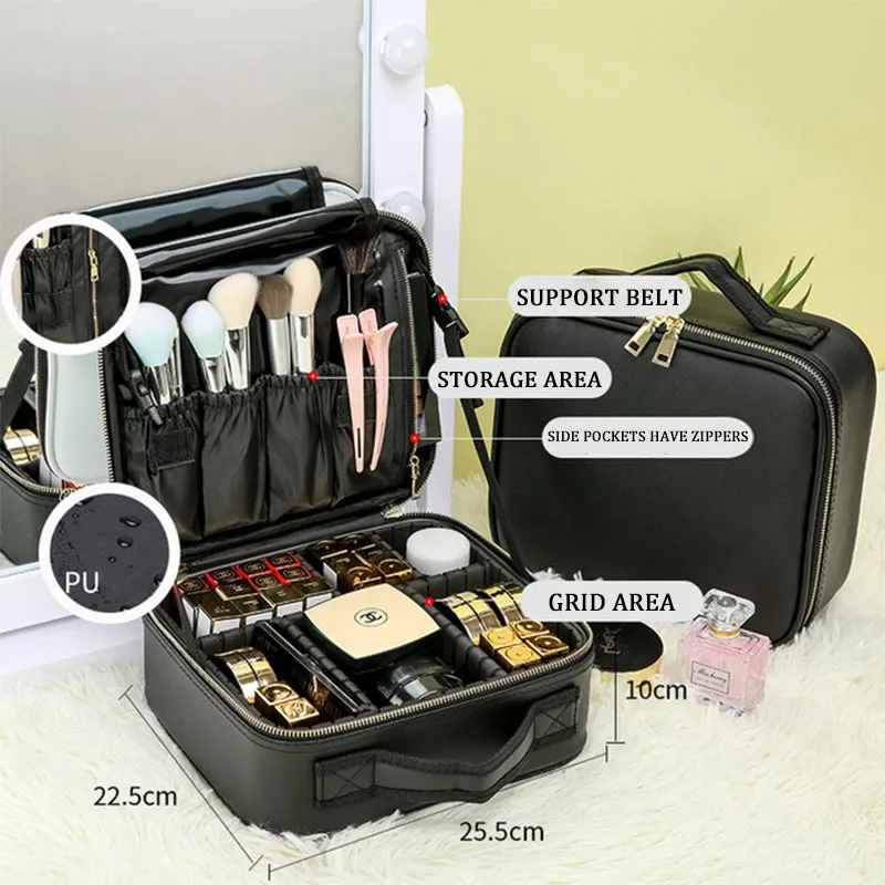 ENV Large capacity waterproof cosmetic bag Professional makeup storage box  Simple portable leather travel storage bag | Lazada PH