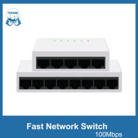 TEROW Ethernet Switch 5พอร์ตสวิตช์เครือข่ายเดสก์ท็อป RJ45 10100Mbps Adapter Fast Ethernet Switch สำหรับกล้อง Ipwifi Router