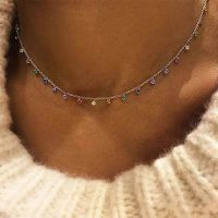 Rainbow Cz Simple Cz Charm ที่ละเอียดอ่อนผู้หญิงเครื่องประดับ925เงินสเตอร์ลิงงบ Fine Silver Charm Choker สร้อยคอ Classic