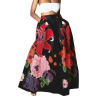 【CC】卍☋  New floral loose fitting cool silk printed high waisted party holiday beach extra long