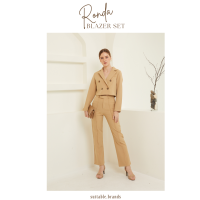 Ronda Blazer​ Set​ -​ เซต​สูท​ 2​ ชิ้น​ เสื้อ​สูท​ครอป+กางเกงขา​ยาว​ตีเกล็ดหน้า (เบจ)​