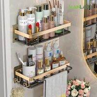 ℡ Non Drilling Luxury Bathroom Rack Rust Proof Shower Wall Rack Shampoo Towel Rack Kitchen Floor Rack Bathroom Accessories