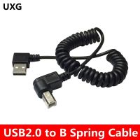 【CW】 3FT/1M USB 2.0 A Male To B Angled Male 90 Degree Stretching Spring Cable For Printer Scanner Hard Disk 2pcies/lot