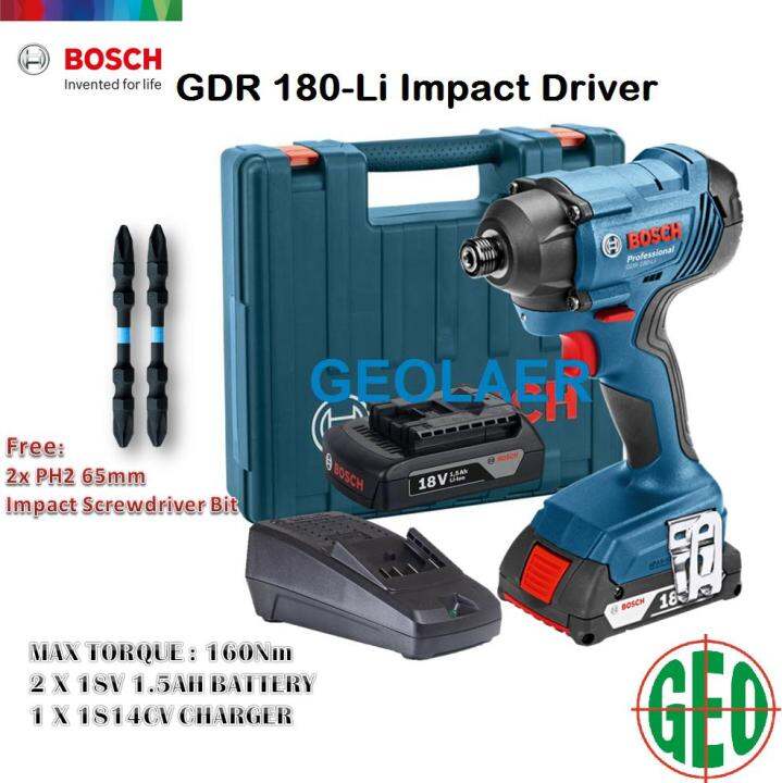 Bosch Gdr 180 Li Professional Cordless Impact Driver C W 2 Battery And