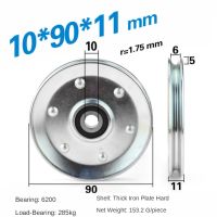 10x90x11mm 9 cm wire rope pulley V slot elevator lift wheel rolling bearing pulley 6200ZZ nylon wheel.