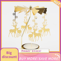 ?【Lowest price】Qearl คริสต์มาสแท่งเทียนโรแมนติกปั่น Carrousel Tea Light Xmas เชิงเทียน