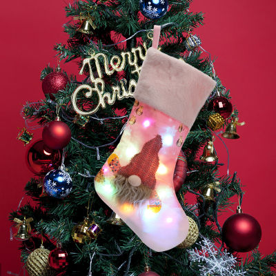 [wondering] LED ถุงน่องคริสต์มาสของขวัญเด็ก3D ตุ๊กตาทนทานผู้ชายตกแต่งบ้านหลอดไฟ LED เครื่องประดับคริสต์มาสด้วยแสง